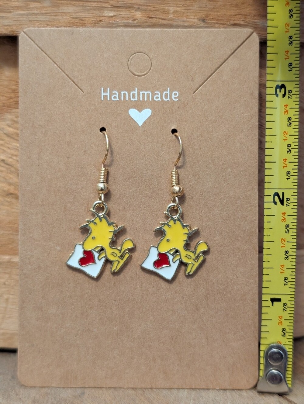 Peanuts Woodstock Snoopy Enamel Metal Earrings NEW